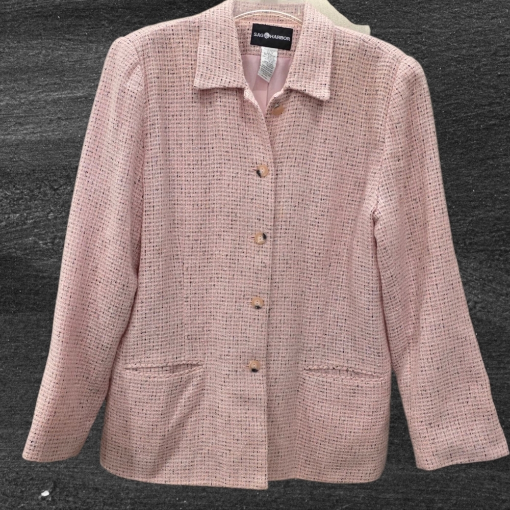 SAG HARBOR Pink/Black tweed Blazer